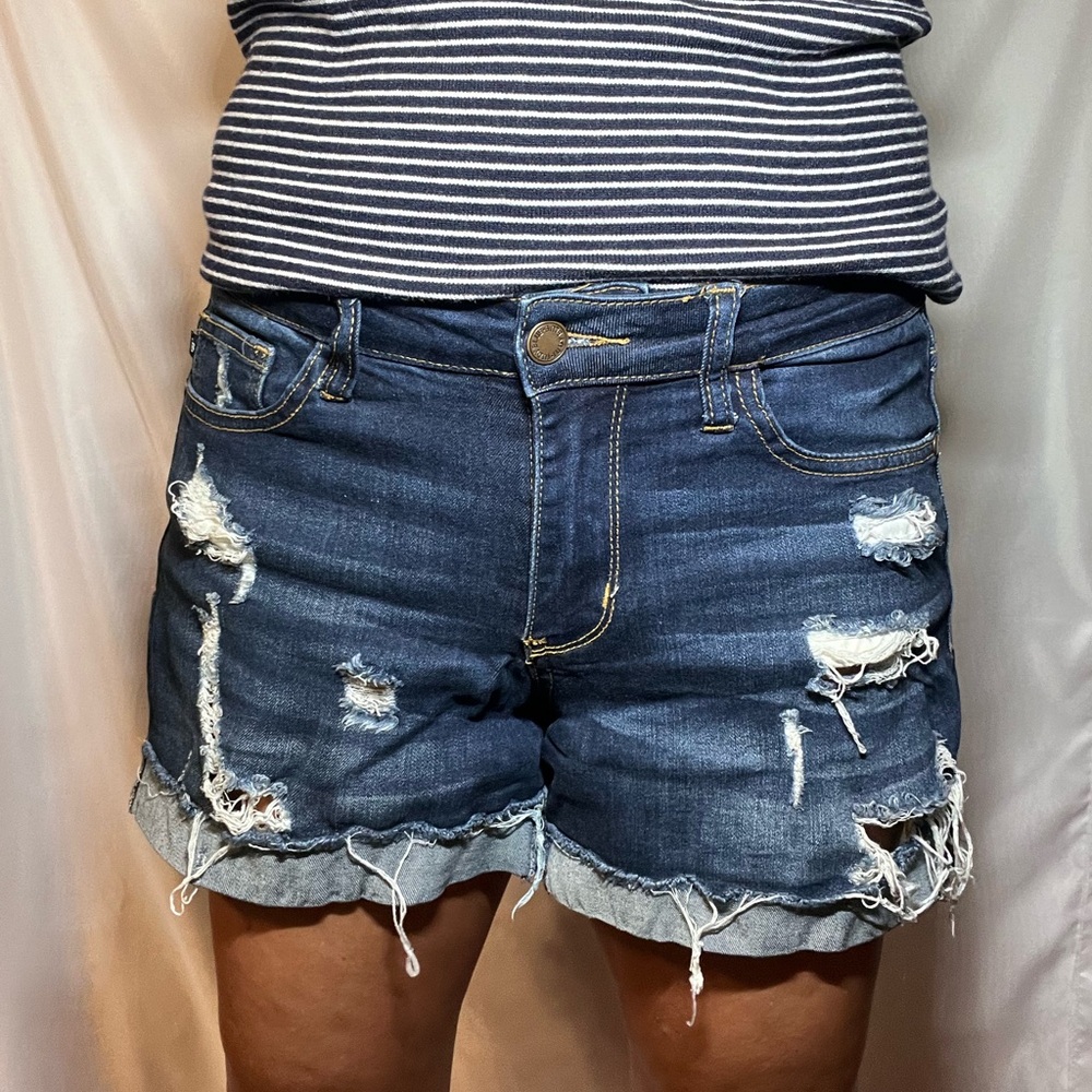 Judy Blue Dark Blue Distressed Jean Shorts